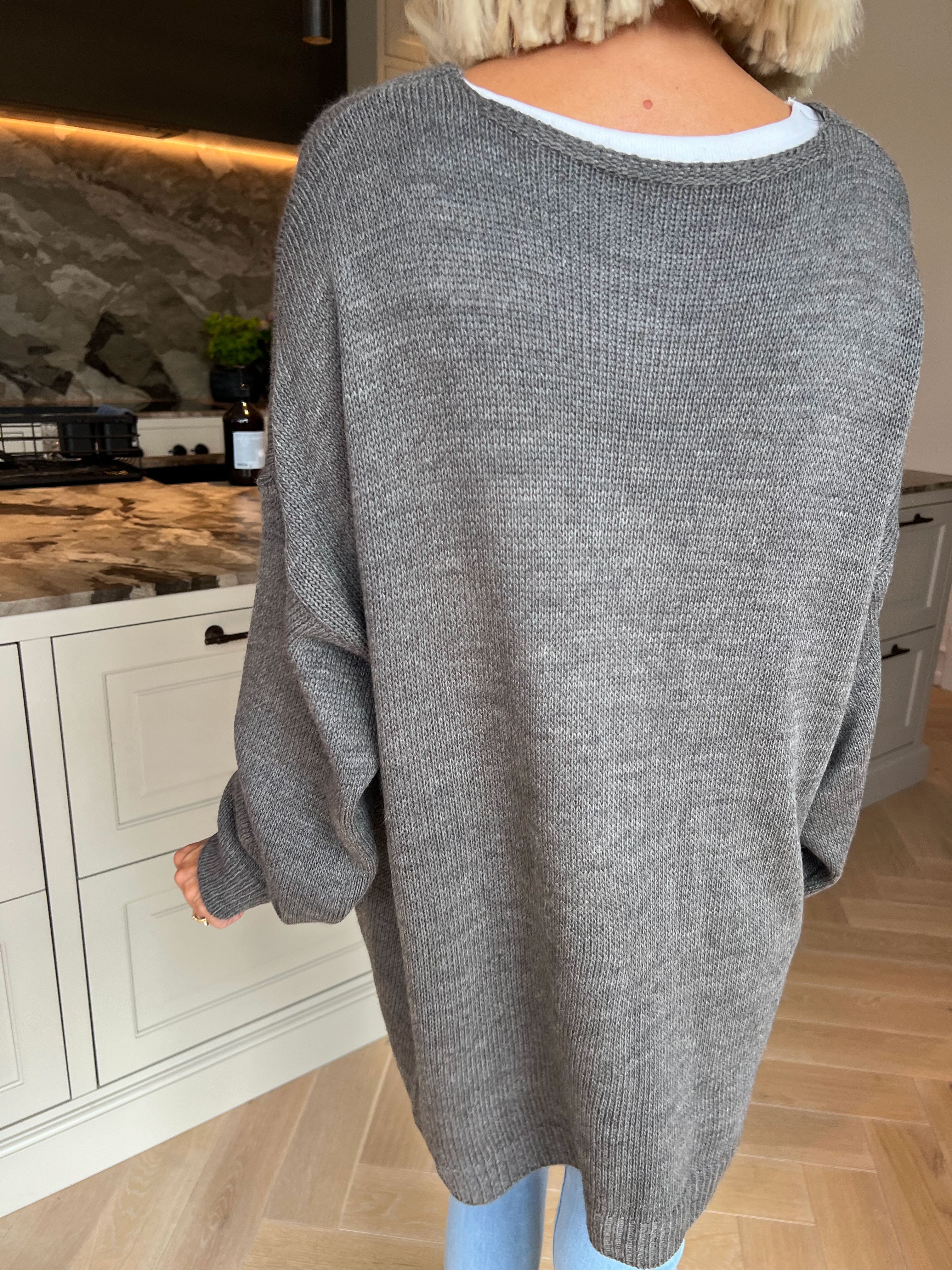 Rosaline - Sød strikcardigan med fine hjerter og knaplukning